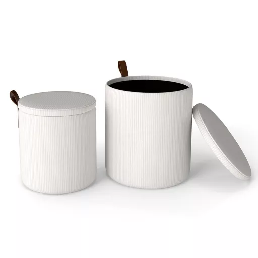 Set 2 pouf contenitore, crema