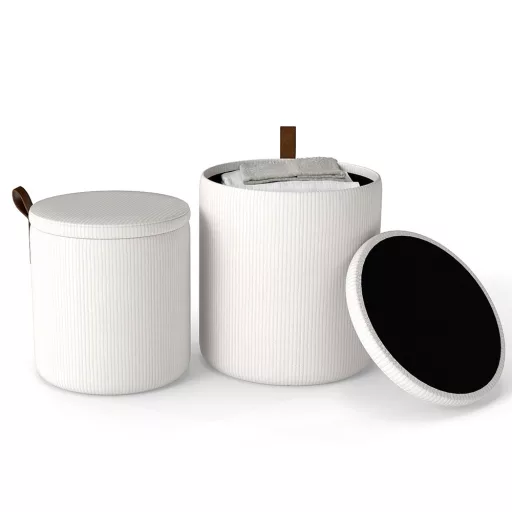 Set 2 pouf contenitore, crema
