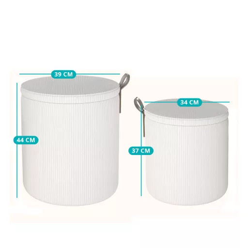 Set 2 pouf contenitore, crema