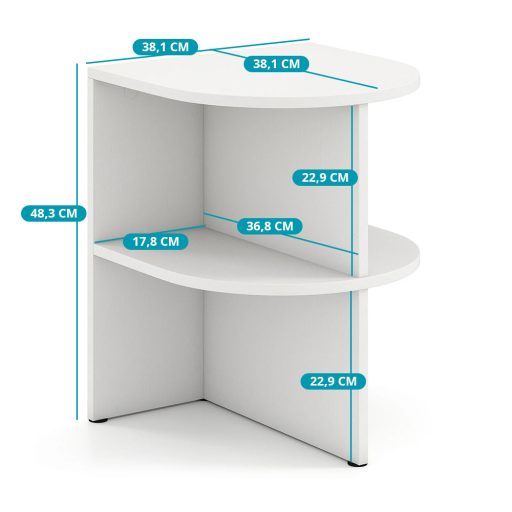 Tavolino Laterale Semicircolare con Ripiani Aperti