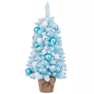 Albero di Natale Artificiale Neve con Decorazioni 90cm Blu