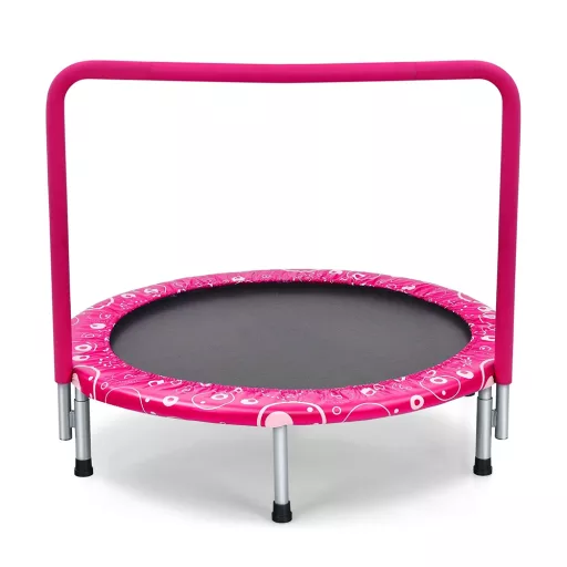 Trampolino Pieghevole per Bambini con Maniglia, Rosa
