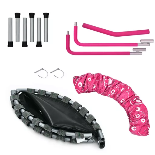 Trampolino Pieghevole per Bambini con Maniglia, Rosa