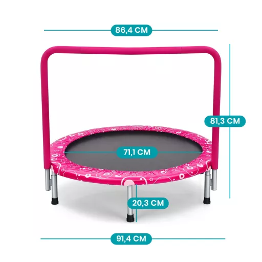 Trampolino Pieghevole per Bambini con Maniglia, Rosa