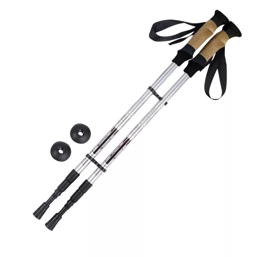 Bastone da Trekking Ultra-leggero Regolabile 65-135 cm, Argento
