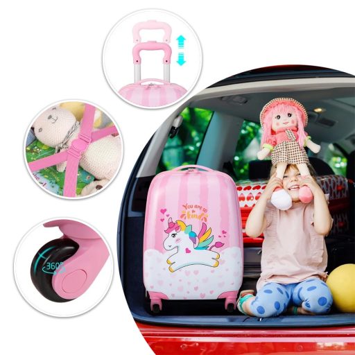 Set valigia trolley e zaino per bambini, unicorno