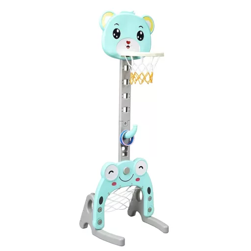 Canestro da Basket Regolabile 3-in-1 con Anelli, Blu