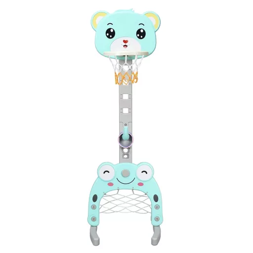 Canestro da Basket Regolabile 3-in-1 con Anelli, Blu