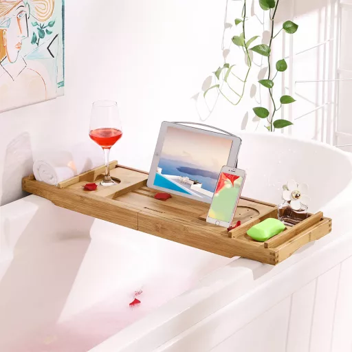 Mensola per Vasca da Bagno Regolabile in Bambù