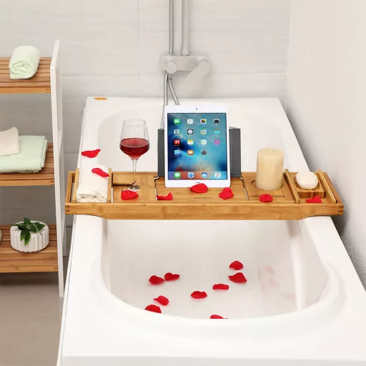 Mensola per Vasca da Bagno Regolabile in Bambù