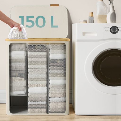 Cesto per la Biancheria con Fodera in Rete Rimovibile