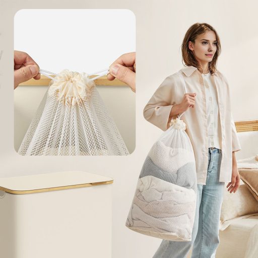 Cesto per la Biancheria con Fodera in Rete Rimovibile