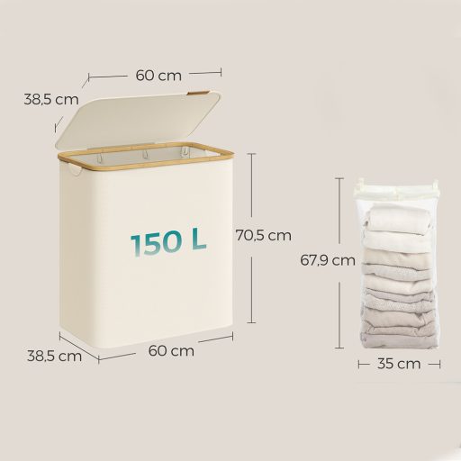 Cesto per la Biancheria con Fodera in Rete Rimovibile