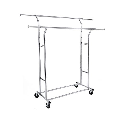 Stendino per abbigliamento regolabile in cromo con ruote industriali - capacità di 110 kg