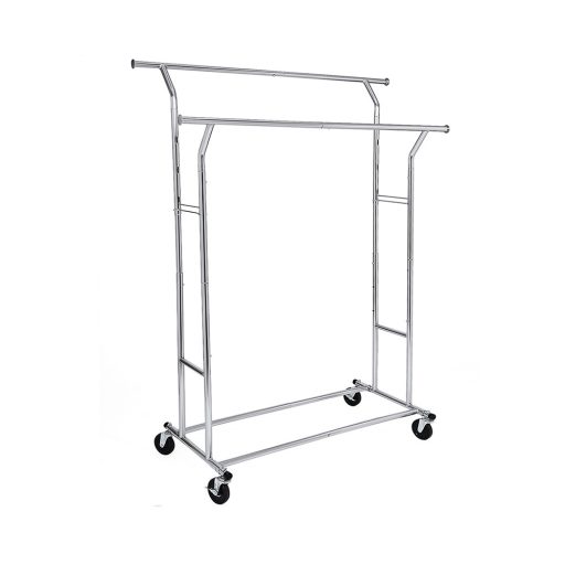 Stendino per abbigliamento regolabile in cromo con ruote industriali - capacità di 110 kg