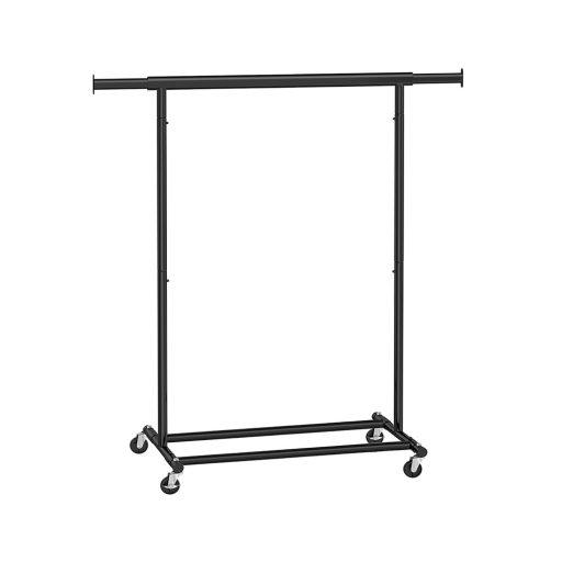 Stendibiancheria regolabile in altezza con ruote - Nero, capacità 90 kg, estensibile 92-132 cm