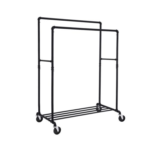 Rack per abiti a doppio braccio nero con capacità di 110 kg - Stile industriale