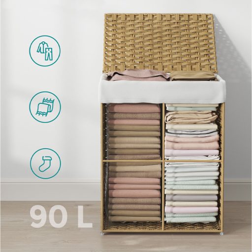 Cesto per la Biancheria in Plastica, 45.5 x 32 x 61cm