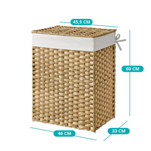 Cesto per la Biancheria in Plastica, 45.5 x 32 x 61cm