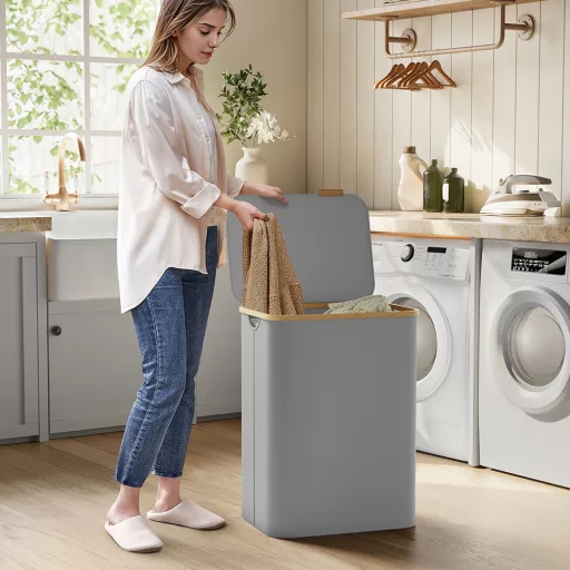 Cesto per Biancheria in Plastica, Grigio