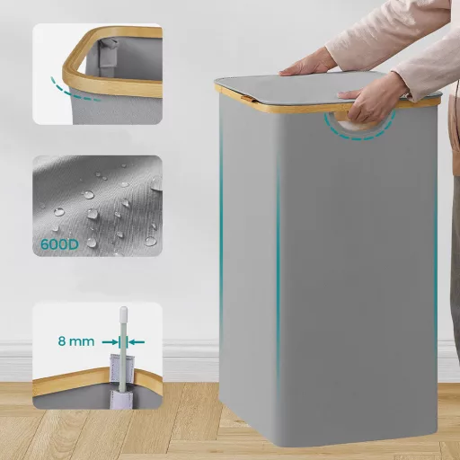 Cesto per Biancheria in Plastica, Grigio