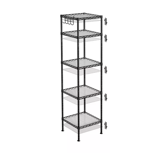 Mobile 5 Ripiani per Bagno, 30 x 30 x 121 cm