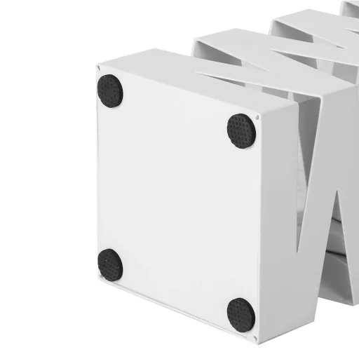 Supporto per ombrelli in metallo bianco moderno con motivo zigzag e vassoio raccogligocce