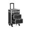 Valigia per trucco professionale con ruote e lucchetto, 34x27x57 cm, ABS e alluminio neri