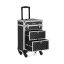 Valigia per trucco professionale con ruote e lucchetto, 34x27x57 cm, ABS e alluminio neri
