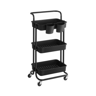 Carrello portaoggetti a 3 livelli, nero