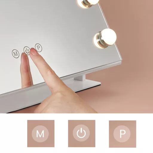 Specchio per Trucco LED con Supporto per Telefono