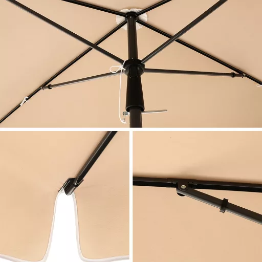 Ombrellone Regolabile con Borsa, 2x1.25m Noce