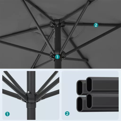 Parasol Regolabile 2x1.5m Grigio