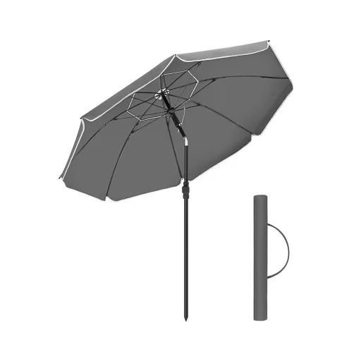 Parasol Rotondo Regolabile con Borsa, Grigio