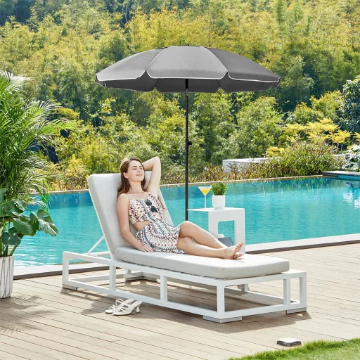 Parasol Rotondo Regolabile con Borsa, Grigio
