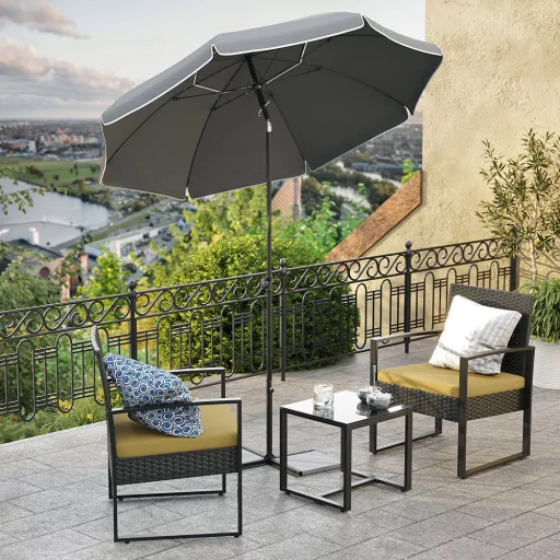 Parasol Rotondo Regolabile con Borsa, Grigio
