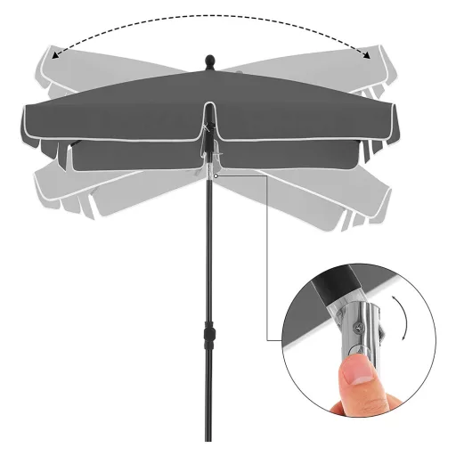 Tenda Sole Regolabile con Borsa da Trasporto 1.8x1.25m Grigia