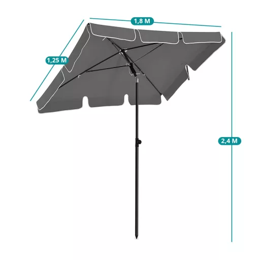 Tenda Sole Regolabile con Borsa da Trasporto 1.8x1.25m Grigia