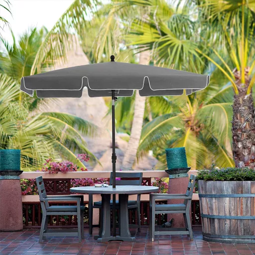 Tenda Sole Regolabile con Borsa da Trasporto 2x1.25m Grigia