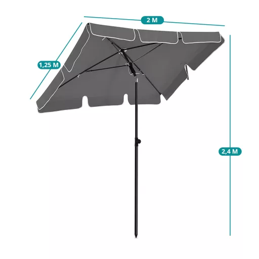 Tenda Sole Regolabile con Borsa da Trasporto 2x1.25m Grigia