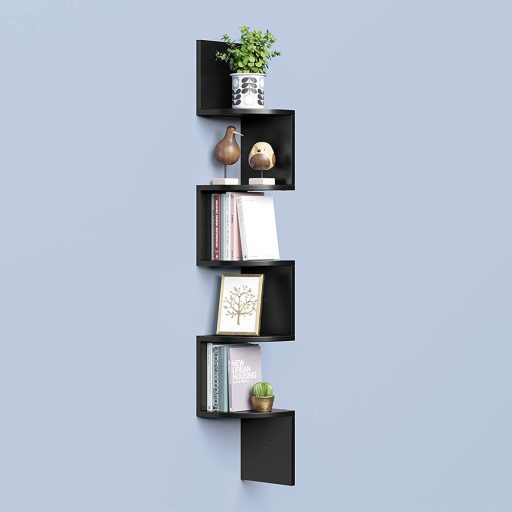 Mensola Angolare Nera 20x20x126cm