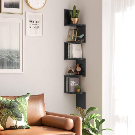 Mensola Angolare Nera 20x20x126cm