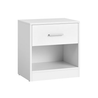   Comodino bianco classico con cassetto e ripiano aperto - 39x27,6x41cm