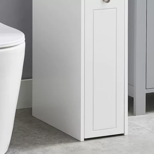 Armadio da bagno stretto - Design in MDF a 4 ripiani con cassetto scorrevole