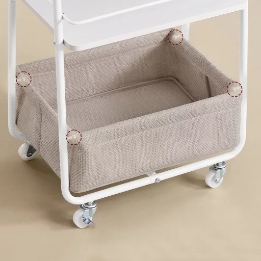 Carrello di Stoccaggio Mobile con Cesto in Tessuto